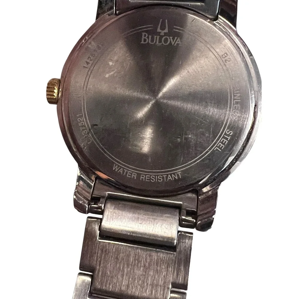 Bulova Two-Tone Silver Gold Dress‎ Watch Stainless Steel Water Resistant C937521